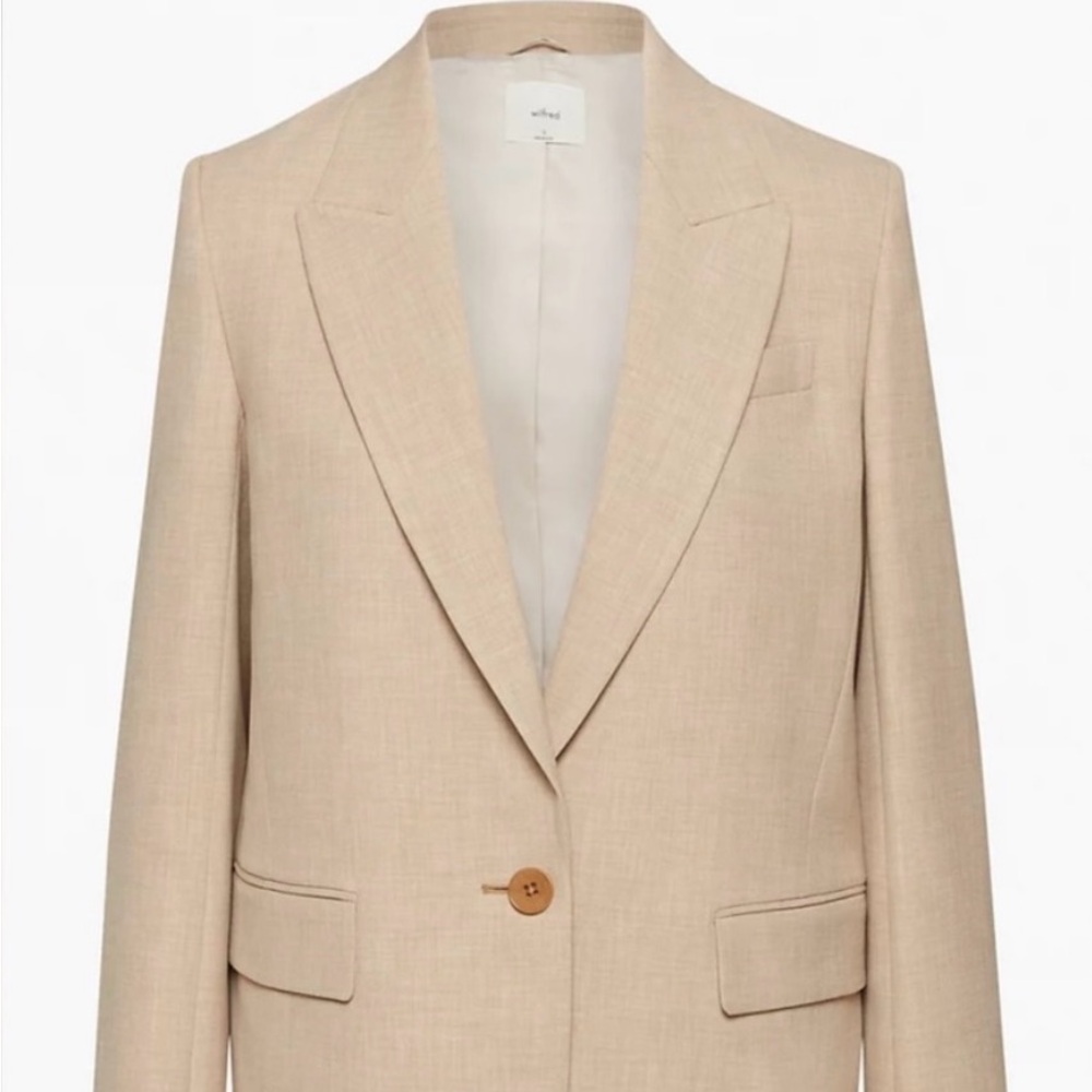 Aritzia Wilfred “Flores” Blazer size Large, “Heather Oat Beige”